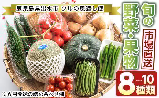 i460 旬の野菜・果物おまかせセット(8〜10種類)ツルの恩返し野菜セット!鹿児島県出水市より国産野菜を市場直送!  野菜 果物 くだもの 詰め合わせ セット 国産 鹿児島県産 市場直送 旬 季節