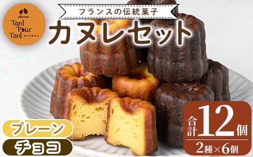 i897 カヌレ12個セット(プレーン6個・チョコ6個) 鹿児島 スイーツ お菓子 焼き菓子 セット 詰め合わせ プレゼント ギフト 贈答【パティスリータンプルタン】鹿児島県出水市12000菓子・スイー