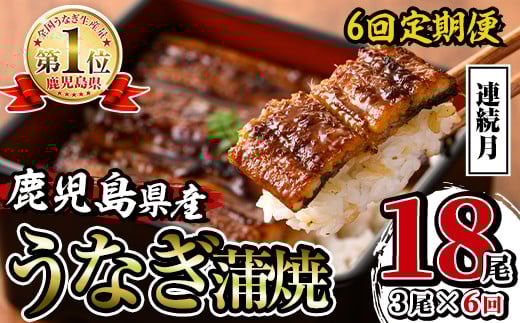 i939-A <定期便・計6回(連続月)>鹿児島県産うなぎ蒲焼3尾セット<(約140g×3・計約420g)×全6回>定期便 うなぎ 鰻 ウナギ 3尾 蒲焼き 国産 鹿児島県産 焼きたて 生産量日本一 真空パック おかず