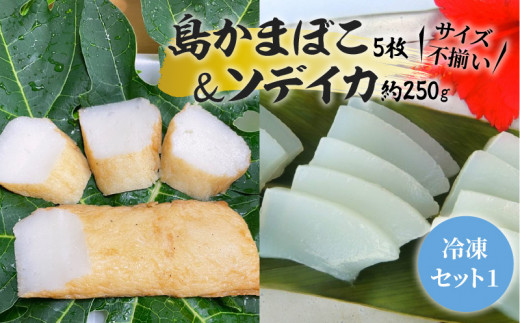 【冷凍セット(1)】 島かまぼこ5枚&ソデイカ 約250g/サイズ不揃い W009-061u鹿児島県和泊町15000魚介・海産物イカ・タコ・ウニ