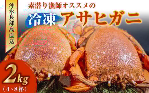 ■沖永良部島直送!素潜り漁師オススメの冷凍アサヒガニ 2kg(4〜8杯) W030-008u鹿児島県和泊町37500魚介・海産物カニ