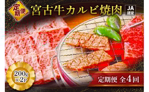 R116【定期便】【JA認定】宮古牛カルビ焼肉(200g×2P)<定期便全4回>沖縄県宮古島市120000肉牛肉
