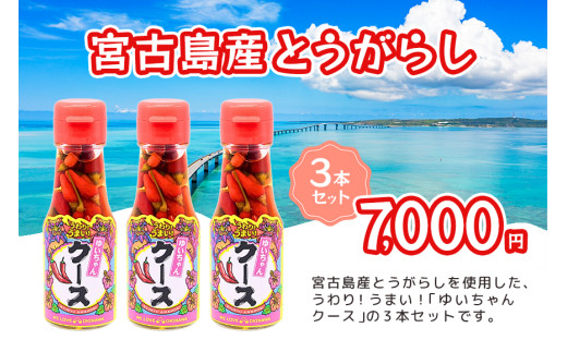 DQ041 うわり!うまい!「ゆいちゃんクース」3本セット沖縄県宮古島市7000調味料・油