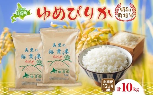 12ヵ月定期便 田中農園 令和6年産 ゆめぴりか 10kg 米 こめ コメ 白米 白飯 ご飯 ごはん ふっくら つややか 豊かな甘み ほどよい粘り 特別栽培 北海道 日高町北海道日高町220000米・パン白米