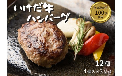 北海道 いけだ牛ハンバーグ12個×100g 計1200g 冷凍 小分け 池田牛 テレビで紹介 ブランド牛 牛肉 お肉 北海道牛 国産 ハンバーグ 牛肉100%北海道池田町18000肉加工肉(ハム・ソーセージ等)