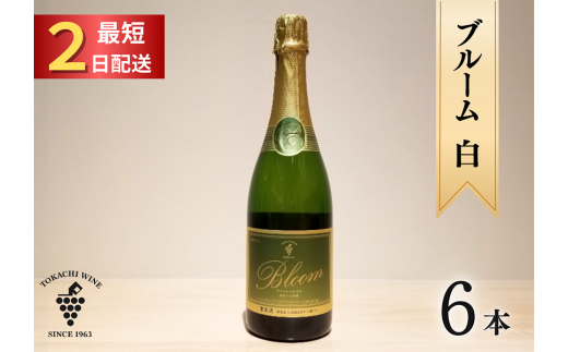 十勝ワイン ブルーム白6本 北海道スパークリング 瓶内二次発酵 スパークリングワイン 辛口 申し込みから最短2日で発送北海道池田町75000酒・アルコールワイン