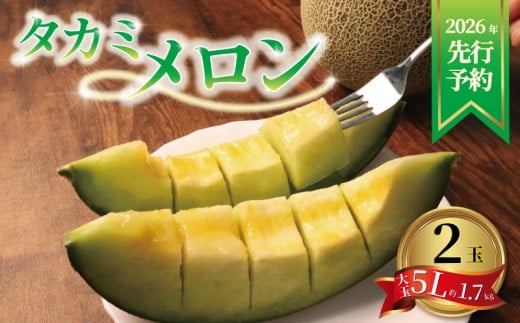 < 2026年 先行予約 > メロン 青肉 5L 約 1.7kg 2玉 フルーツ 果物 くだもの  糖度 デザート 国産 夏 人気 おすすめ ダブル プレゼント 贈答 贈り物 ギフト スイーツ 産地直送 タカミメロン 飯岡