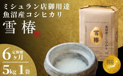 【2025年産新米】【6ヶ月定期便】最高級魚沼産コシヒカリ「雪椿」5kg (5kg×1袋)  特別栽培米新潟県津南町160000米・パン白米