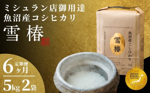 【2025年産新米】【6ヶ月定期便】最高級魚沼産コシヒカリ「雪椿」10kg (5kg×2袋)  特別栽培米新潟県津南町318000米・パン白米