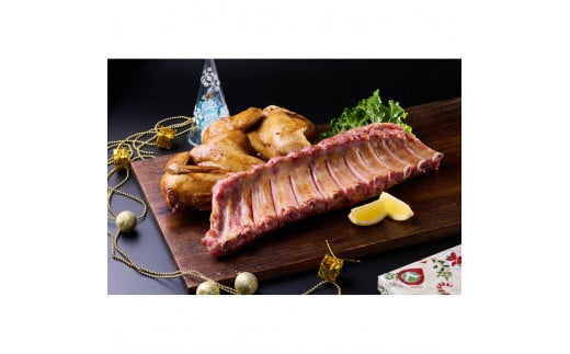 ★クリスマス限定★【12月上旬にお届け】スペアリブスモーク約650g×1個 + 半丸チキンスモーク約400g×2個三重県鈴鹿市15000肉鶏肉