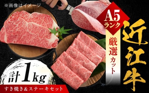 近江牛 A5ランク ロースすき焼き用 600g ・サーロインステーキ200g×2枚 計1kg / 近江牛 a5 牛肉 和牛 国産牛 黒毛和牛 食べ比べ 近江牛 ステーキ すてーき サーロイン さーろいん 近江牛 サーロイ