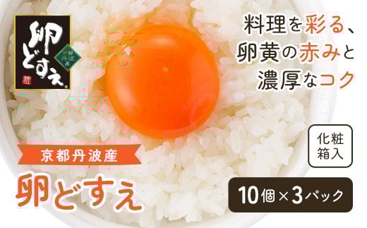 <京都丹波産>ギフト卵『卵どすえ02』10個入×3パック・化粧箱入  ふるさと納税 卵 玉子 たまご 生卵 タマゴ 温泉卵 卵かけご飯 TKG 卵料理 お菓子づくり オムライス プリン 弁当 国産 京都