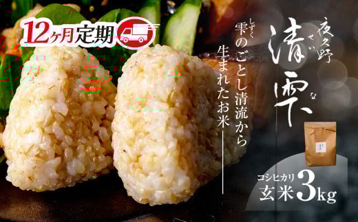 <令和7年9月末より発送予定!>【12ヶ月定期便】京都夜久野産 清雫(せいな) コシヒカリ<玄米3kg×12回>/  令和7年度産 先行 定期 3kg 収穫 12回 玄米  夜久野 京都 京都府 福知山 FCDB016京