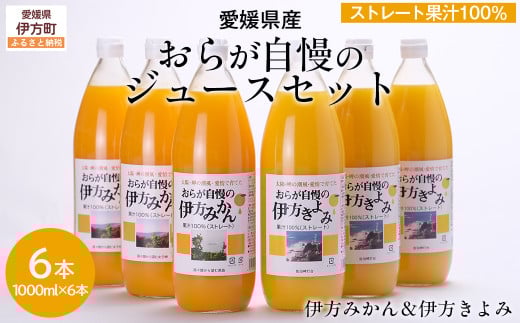 【先行予約】【愛媛県産】おらが自慢のジュースセット(1000ml×6本/みかん3、きよみ3) ストレート果汁100% 無添加・無着色(2026年4月より順次発送) 【 ふるさと納税 人気 おすすめ ランキ