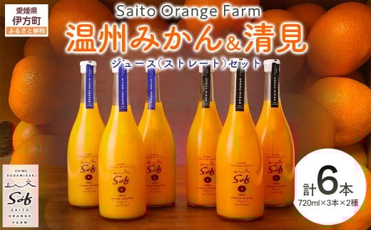Saito Orange Farm 温州みかん720ml×3本+清見720ml×3本 計6本セット 【 ふるさと納税 人気 おすすめ ランキング ジュース みかん ミカン 蜜柑 柑橘 温州みかん 清見 ミカンジュース みかんジュース
