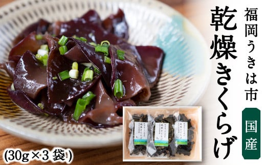 うきはきくらげ研究会 乾燥きくらげ (30g×3袋) きくらげ うきは市福岡県うきは市10000野菜・きのこきのこ