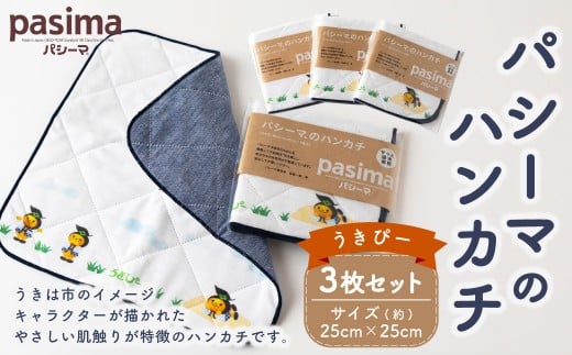 【限定品】龍宮 パシーマのハンカチ うきぴー 3枚セット / ガーゼ ハンカチ うきぴー うきは市福岡県うきは市13000雑貨・日用品寝具・タオル