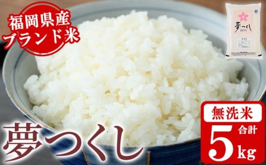 《無洗米》福岡県産ブランド米「夢つくし」(5kg) 無洗米 米 お米 おこめ ごはん ゆめつくし ご飯 常温 福岡県産 ブランド米 常温 常温保存 おにぎり おむすび お弁当 ライス【朝ごはん本舗】