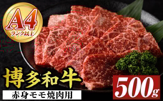 【A4〜A5】博多和牛赤身モモ焼肉用(500g) モモ肉 国産 九州産 福岡県産 牛肉 和牛 黒毛和牛 焼き肉 焼肉 バーベキュー BBQ 【MEAT PLUS】as08-037福岡県芦屋町11000肉牛肉