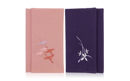 A315 慶弔リバーシブル刺繍ふくさ マグネット付 多鶴 桔梗(ピンク 紫)左開き大阪府八尾市10000衣類・装飾品・工芸品その他 装飾品・工芸品