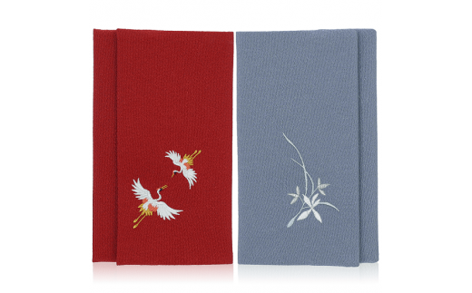 A315 慶弔リバーシブル刺繍ふくさ マグネット付 夫婦鶴 桔梗(えんじ グレー)左開き大阪府八尾市10000衣類・装飾品・工芸品その他 装飾品・工芸品