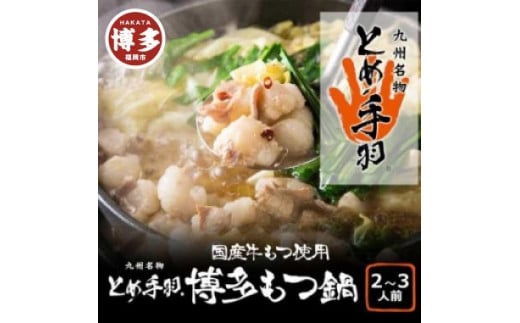 九州名物とめ手羽 博多もつ鍋セット 九州しょうゆ味 2-3人前福岡県福岡市10000鍋セット・総菜・加工食品カレー・シチュー