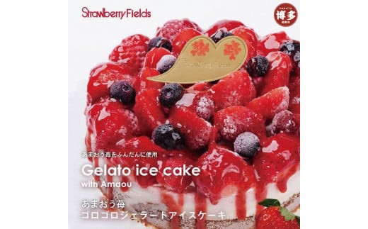 【福岡市】あまおう苺ゴロゴロジェラートアイスケーキ 1個(5号 15cm径)ストロベリーフィールズ福岡県福岡市17000菓子・スイーツアイス・ジェラート