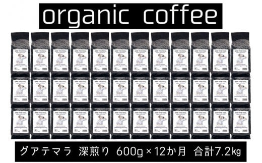 【定期便】AND THE SOIL.オリジナル焙煎オーガニックコーヒー豆GUA深煎り7200g 600g×12 か月【福岡高砂】福岡県福岡市282000お茶・飲料コーヒー・紅茶