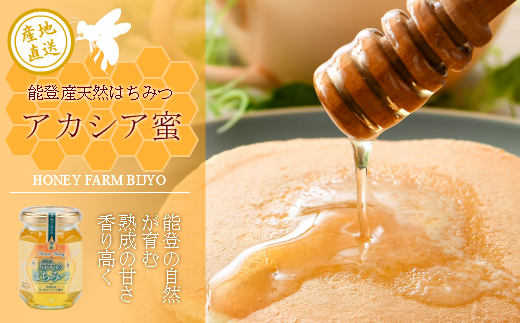 純度 100% 天然 アカシア 蜂蜜 175g 非加熱 無加糖 無調整 糖度 80度 以上 瓶 能登産 純粋 はちみつ ハニー アカシア蜜 熟成 手作業 こだわり 国産 北陸 石川 能登 羽咋 山 の 恵み ホットケーキ