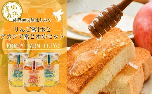 能登産天然はちみつ『りんご蜂蜜&アカシア蜂蜜2本』セット石川県羽咋市29000鍋セット・総菜・加工食品ジャム・はちみつ