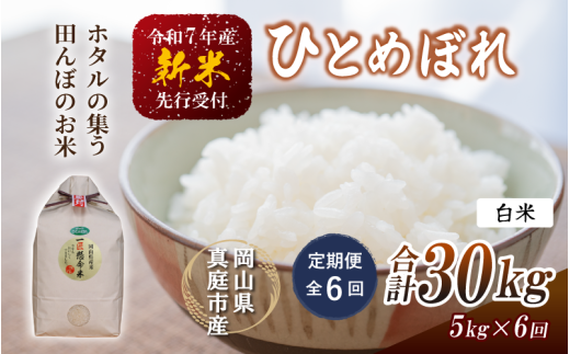 【令和7年産先行予約】<定期便全6回> 令和7年新米 真庭市産 ひとめぼれ 白米 5kg×6回(定期便)/ お米 岡山県 真庭市 白米 米 ヒトメボレ ひとめぼれ 人気 ブランド米 新米 令和7年産