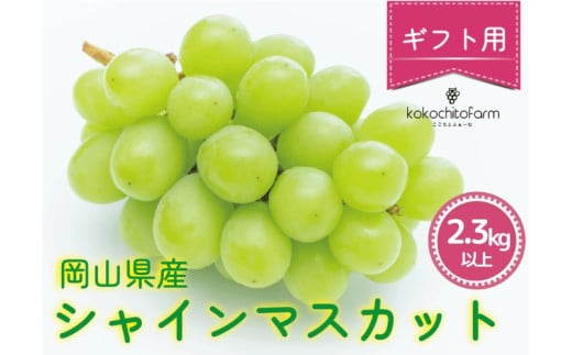 ここちとふぁーむ 【ギフト】 岡山県産 シャインマスカット 3〜4房 2.3kg以上 【koko04-01】岡山県真庭市34000果物・フルーツマスカット・ぶどう