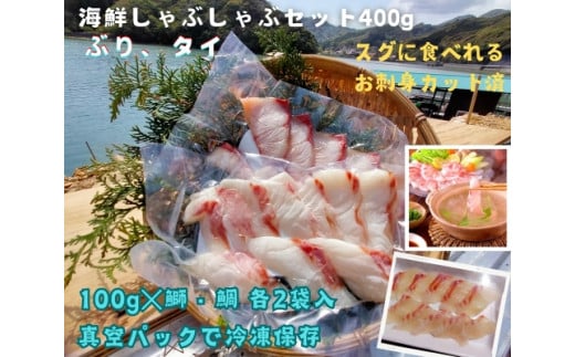 (冷凍) タイ ブリ カット済 海鮮 しゃぶしゃぶ 100g 各 2袋 計 400g / 伊勢志摩 城水産 まだい 真鯛 鰤 天然 スライス のっけ丼 お茶漬け 海鮮丼 豪快丼 産地直送三重県南伊勢町13000魚介・海
