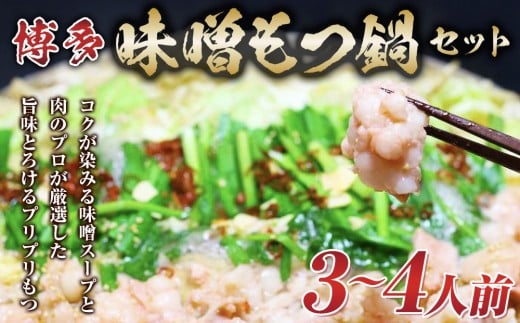 博多味噌もつ鍋 3〜4人前 牛もつ400g ( 200g×2パック )【もつ鍋 もつなべ 鍋 なべ もつ 鍋セット 鍋料理 牛もつ 冷凍 国産 人気 福岡 土産 九州 博多 ご当地 福岡県 筑前町 AR017】福岡県筑前町10000