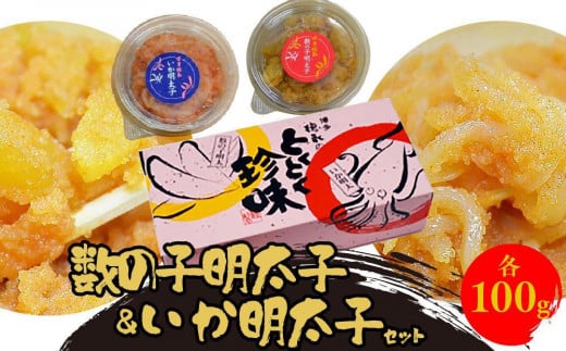 数の子明太子&いか明太子セット(各100g)<博多徳永とくとく珍味> 【福岡 返礼品 支援品 食べ物 食品 ご当地グルメ お取り寄せグルメ 数の子明太 イカ明太 魚 数の子 かずのこ いか 魚卵 緊