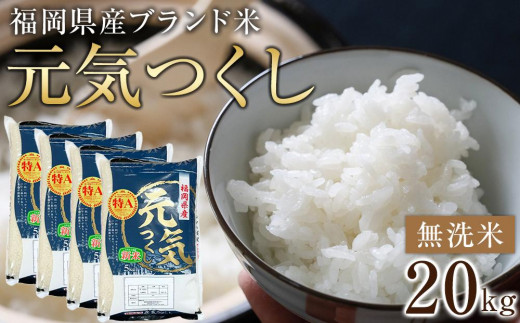 【先行予約】<令和7年産>福岡県産ブランド米「元気つくし」無洗米20kg <筑前町>【米 ブランド米 ブランド 白米 元気つくし 令和7年産 20kg 20キロ 無洗米 家庭用  お取り寄せ お土産 福岡