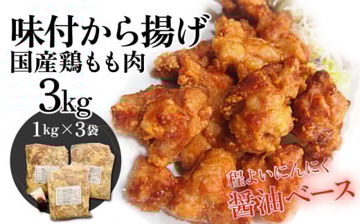国産鶏もも肉 味付 唐揚げ 3kg(1kg×3袋) からあげ屋 鳥いちのから揚げ 弁当 おかず お惣菜 大分県産 九州産 津久見市 国産大分県津久見市22000肉鶏肉
