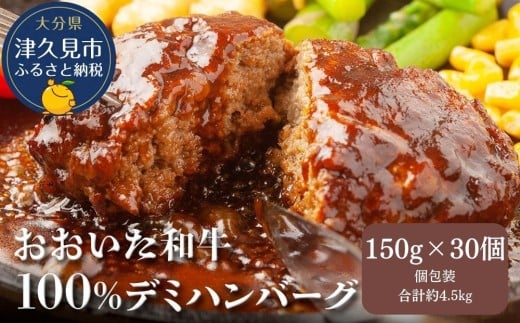 おおいた和牛100% デミハンバーグ 約150g×30個 合計約4.5kg | 津久見市 豊後牛  惣菜 ハンバーグ 温めるだけ 冷凍 小分け 肉 牛 簡単調理大分県津久見市21000肉加工肉(ハム・ソーセー