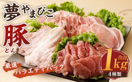 幸田町産「夢やまびこ豚」厳選 バラエティパック 4種類 1kg (ロース・バラ・ヒレ・小間切れ)  肉 お肉 豚肉愛知県幸田町12000肉豚肉