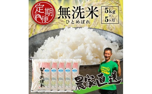 【先行予約】定期便 ひとめぼれ 無洗米 5kg×5回 計25kg 令和7年産 米 白米 お米 おこめ こめ コメ ご飯 新米 米コンテスト おにぎり 弁当 おいしい 先行受付 農家直送 山形産 山形県産 庄内産