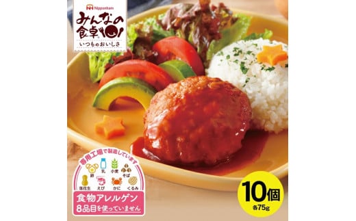 東北日本ハム《みんなの食卓》 ハンバーグ 75g×10個 SA1995山形県酒田市10000肉加工肉(ハム・ソーセージ等)