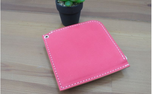 財布 プチウォレット【レッド】 革 ( 縦約11cm × 横約11cm × 厚さ約1.0cm )大阪府豊中市14000衣類・装飾品・工芸品財布