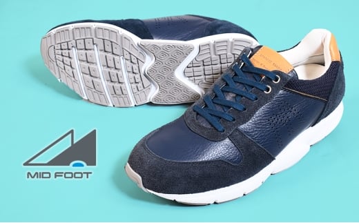 MIDFOOT ( ミッドフッド ) 紳士靴 レザースニーカー MF001JM  26.5cm( ネイビー ) 4E 【 ファッション 靴 シューズ スニーカー メンズ 】 【 お洒落 レザーシューズ エコレザー 快適 履き心地 】 [59