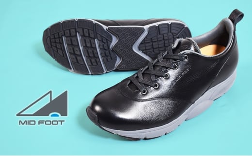 MIDFOOT ( ミッドフッド ) 紳士靴 レザースニーカー MF002JM 26.0cm( ブラック ) 4E 【 ファッション 靴 シューズ スニーカー メンズ 】 【 お洒落 レザーシューズ オイルレザー 快適 履き心地 】 [