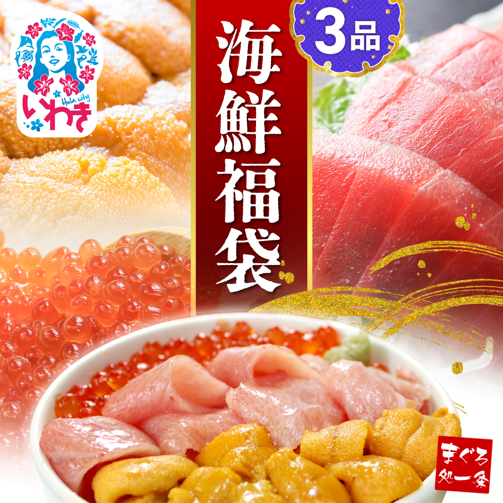 【単品】海鮮3品セット 本マグロ大トロ、無添加ウニ、イクラ醤油漬け!マグロ解凍レシピ付き  海鮮丼や手巻き寿しに【DG001】福島県いわき市19000魚介・海産物いくら