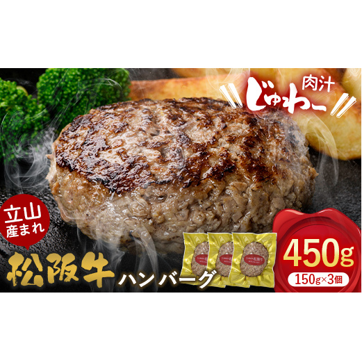 立山産まれ 松阪牛 ハンバーグ 150g×3個 カシワファーム 和牛 牛肉 おかず 惣菜 時短 冷凍 富山県 立山町 お歳暮 お中元 F6T-158富山県立山町15000鍋セット・総菜・加工食品総菜