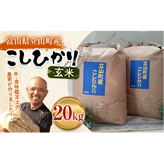 米 富山県立山町産 こしひかり 玄米 10kg×2袋 計20kg 横山ファーム 富山県 立山町 F6T-617富山県立山町38000米・パン玄米・雑穀米・もち米・餅