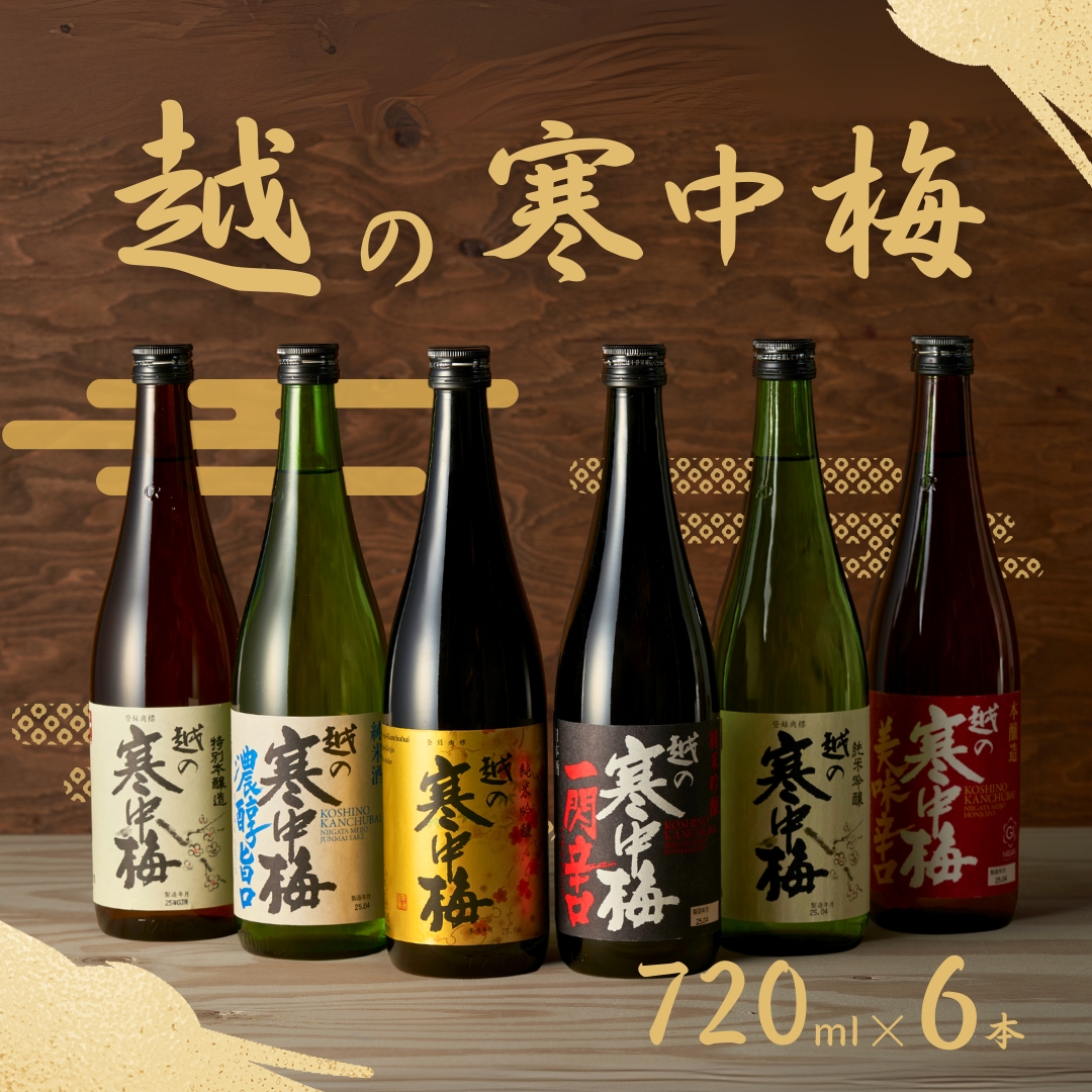 日本酒 越の寒中梅 6種類飲み比べセット 720ml×6本 淡麗辛口 新潟銘醸 【0002-0085-01】新潟県小千谷市31000酒・アルコール日本酒