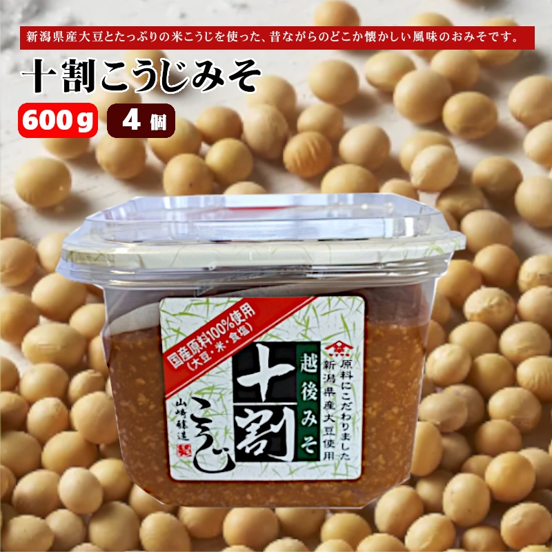 【赤みそ】十割こうじみそ (600g×4個入) みそ 調味料 山崎醸造 【0002-0228-01】新潟県小千谷市12000調味料・油味噌