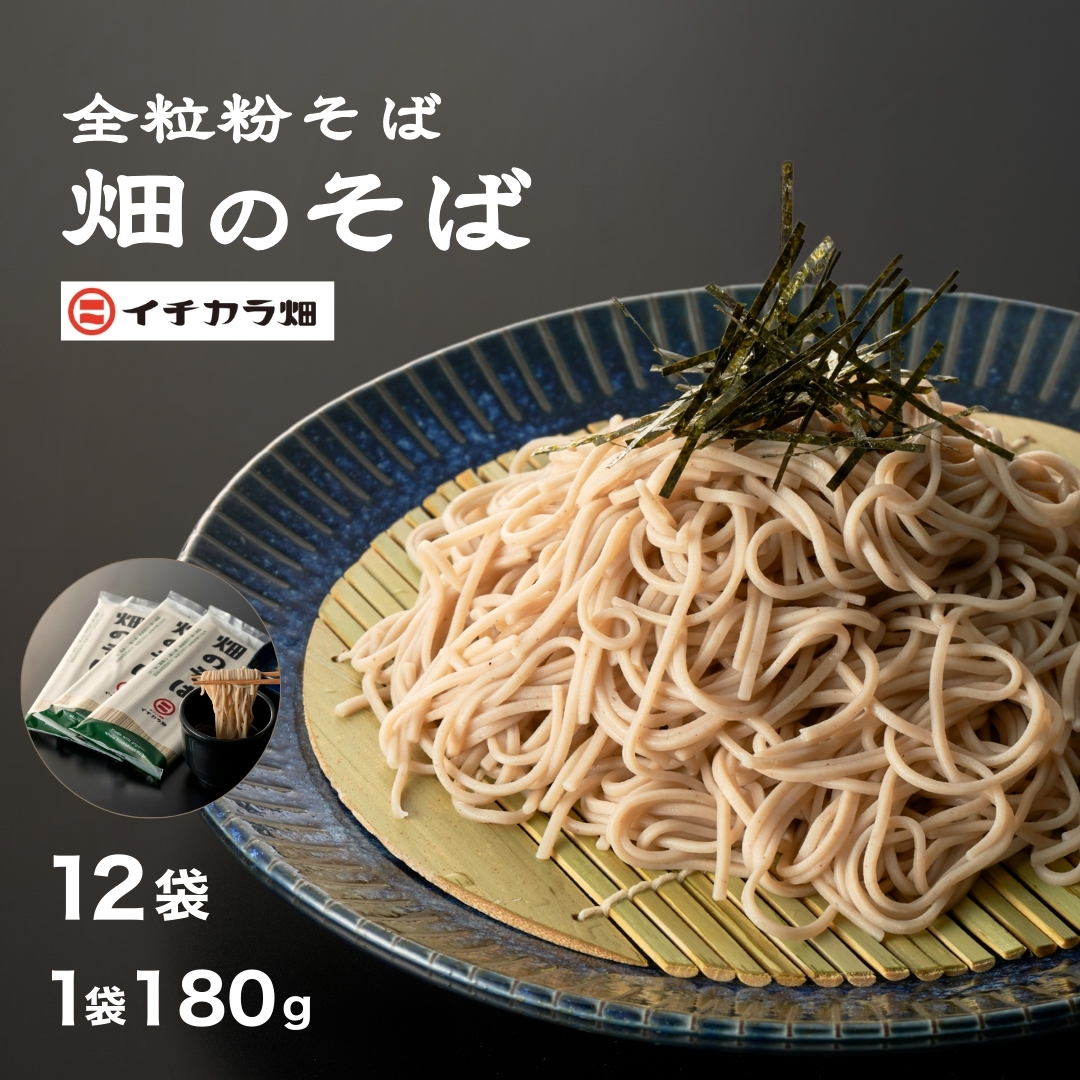 【安心の有機JAS認証】全粒粉そば乾麺 「畑のそば」180g×12個セット(オーガニック・無農薬栽培) イチカラ畑 【0021-0001-01】新潟県小千谷市26000麺そば
